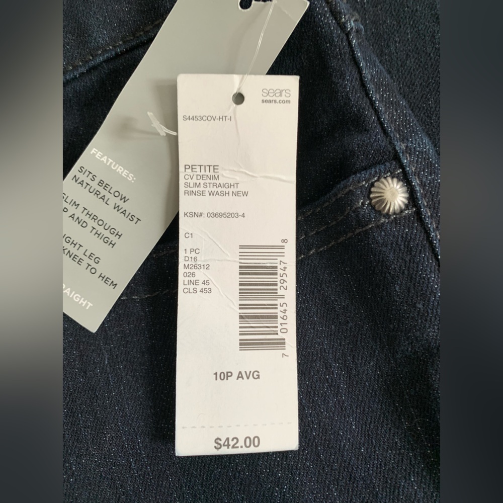 NWT Covington Petite Dark Wash Jeans ~ Slim Straight Fit~ Size 10P - Picture 7 of 11